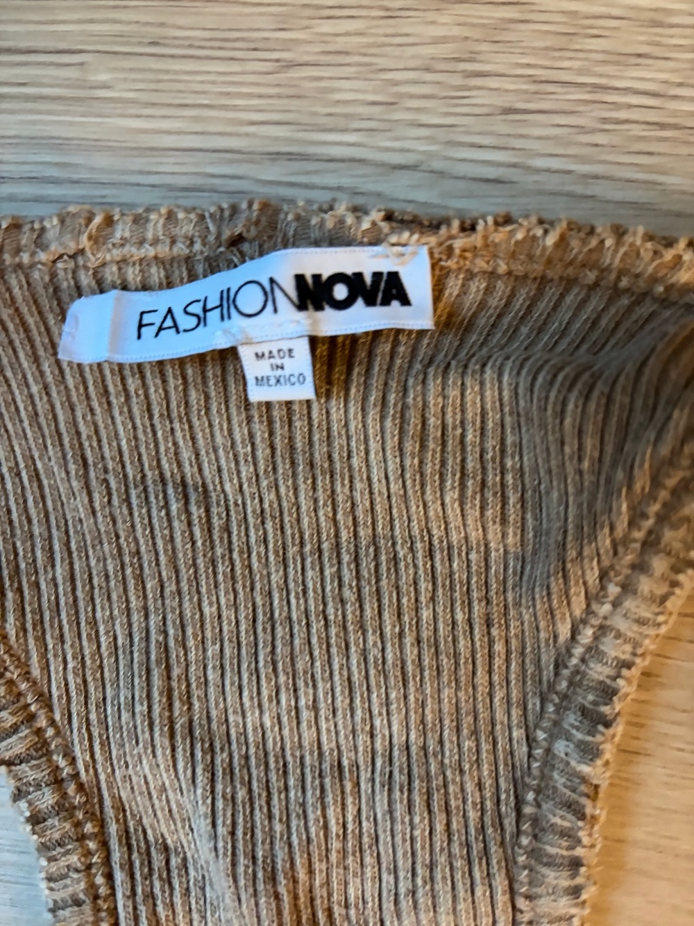 Fashion Nova Tan Ribbed Sleeveless Jumpsuit - Picture 2 of 3